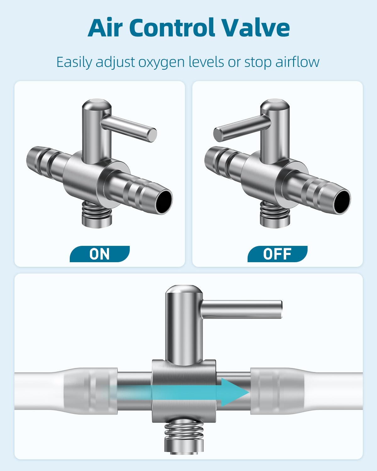 Pawfly air control valves showing adjustable airflow for tank conditions
