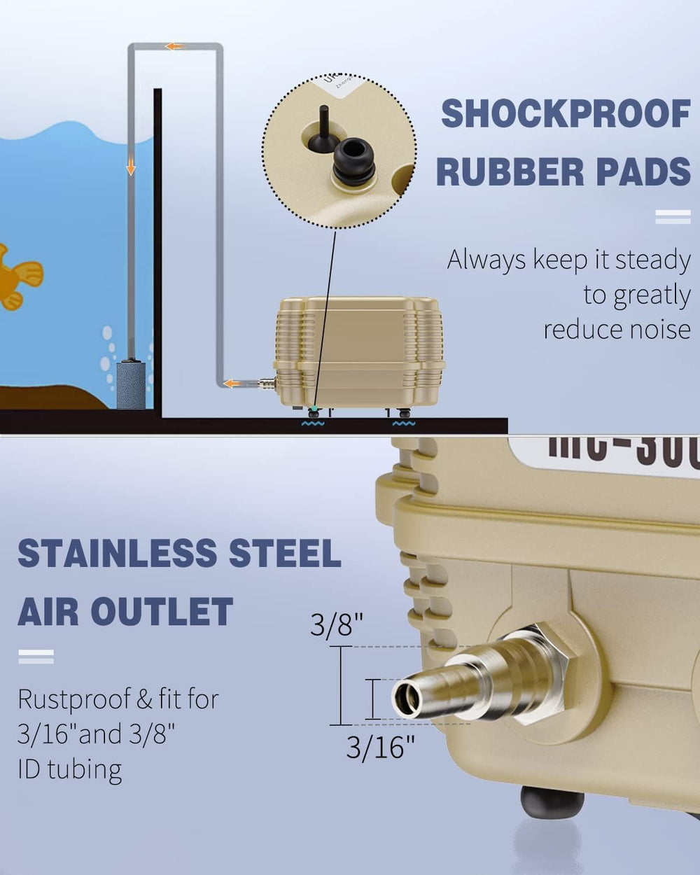 Pawfly air pump muffler construction reduces operating noise