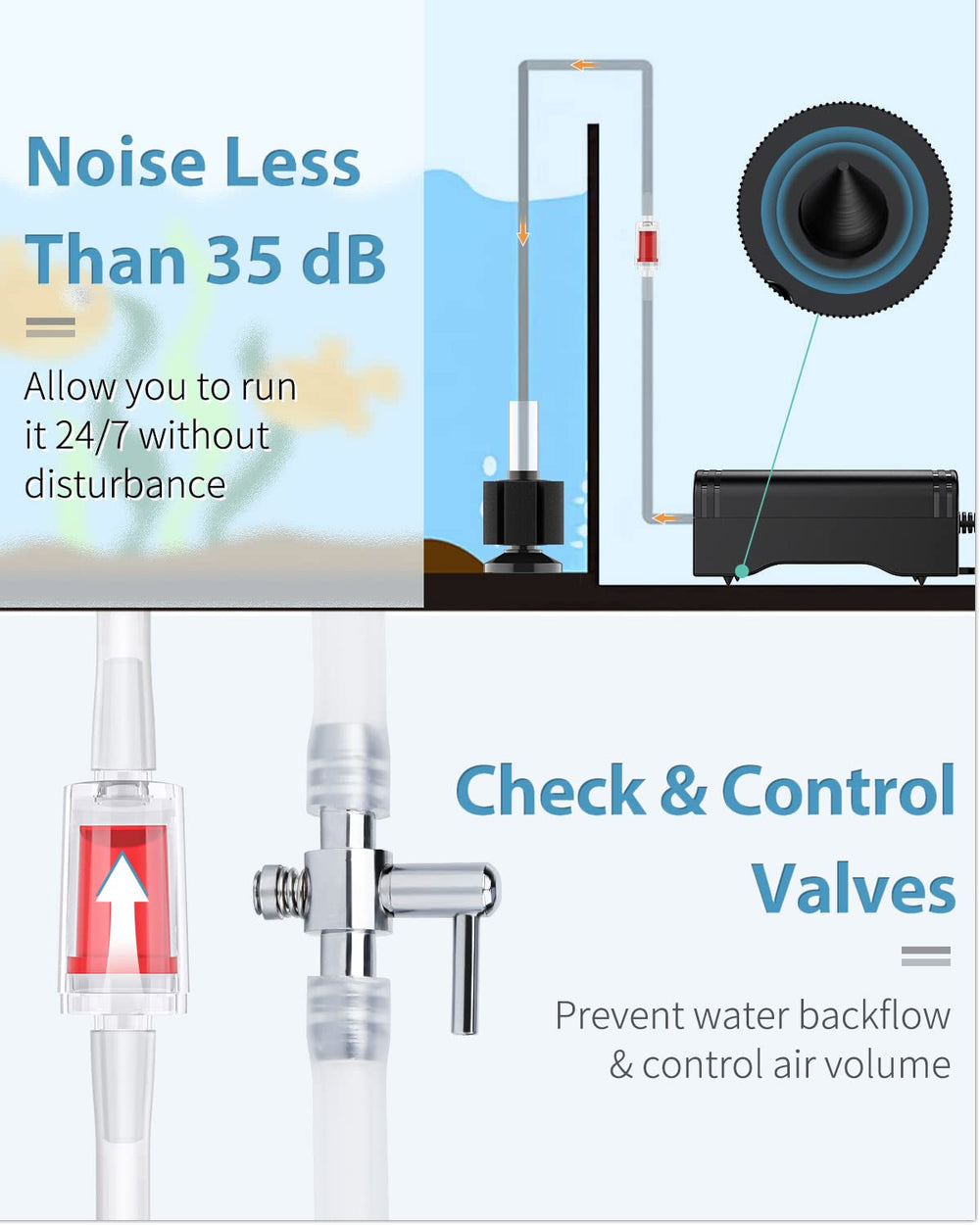 Pawfly air stone in tank enhances bubbles and oxygenation.