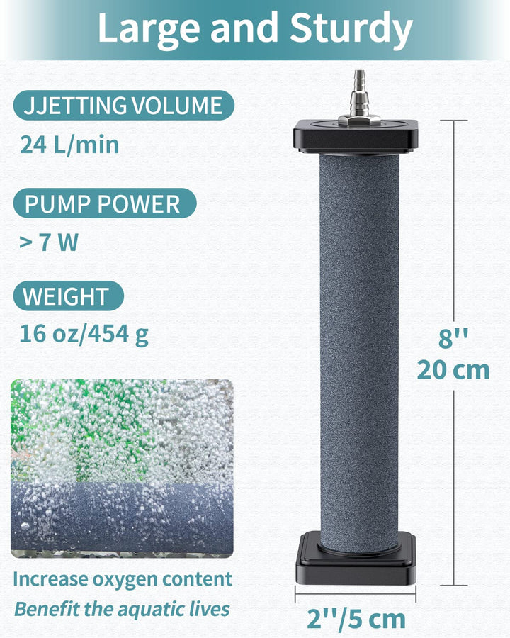 Pawfly air stone cylinder stays stable in water with weighted ends