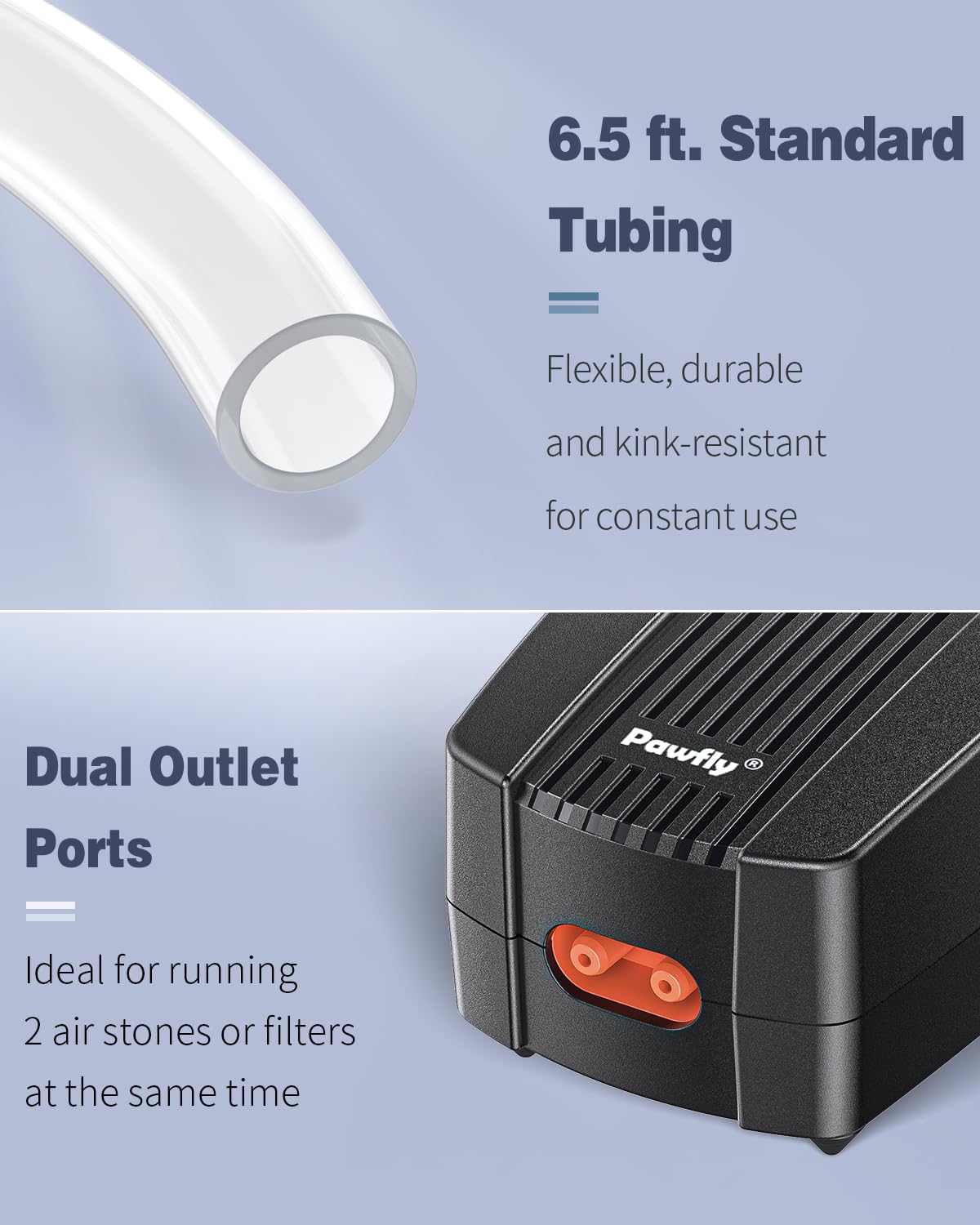 Included are 6.5 ft tubing, two air stones, two connectors, two check valves, and a Nano Bio Sponge Filter.