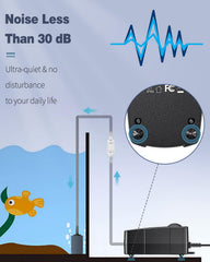 Pawfly air pump with anti-vibration feet ensures ultra-quiet operation.