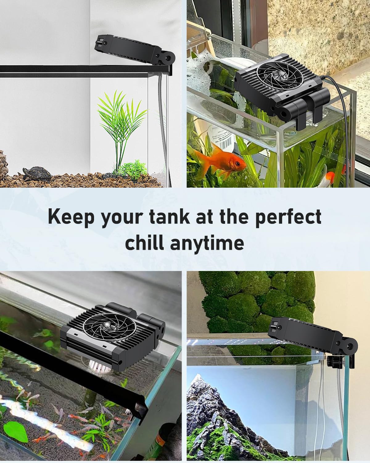 Pawfly chiller fan in-tank setup for freshwater and saltwater tanks