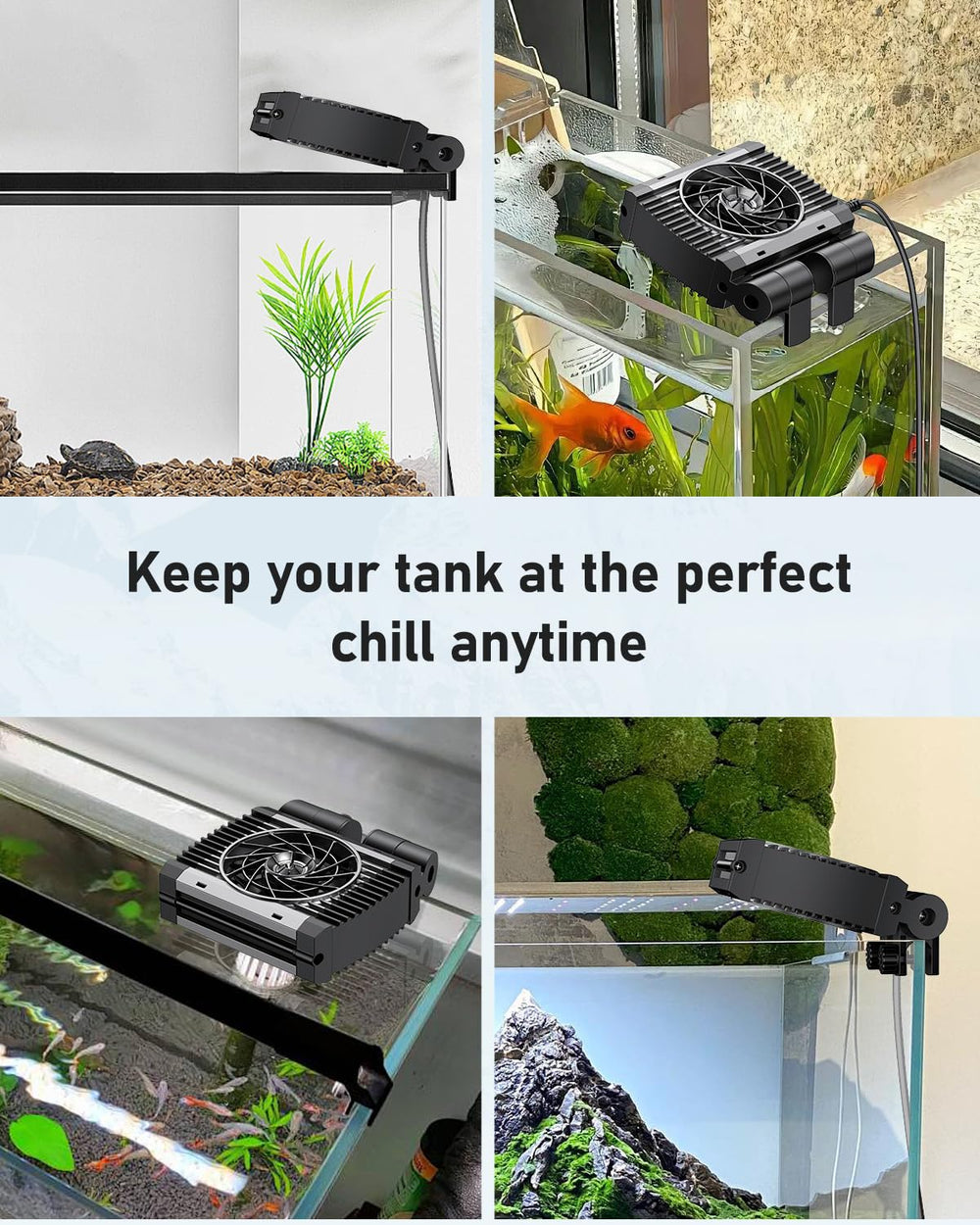 Pawfly chiller fan in-tank setup for freshwater and saltwater tanks