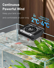 Pawfly chiller fan operates quietly to minimize tank disturbance