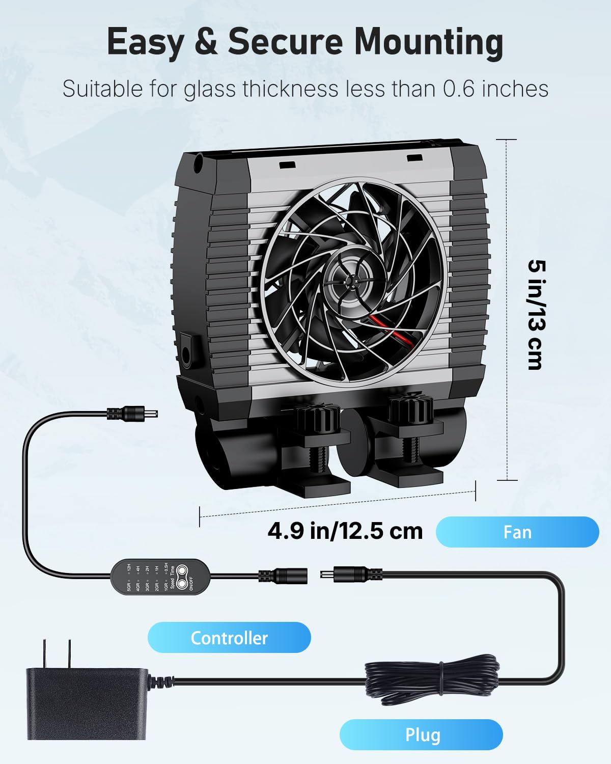 Pawfly chiller fan head tilting to adjust airflow direction