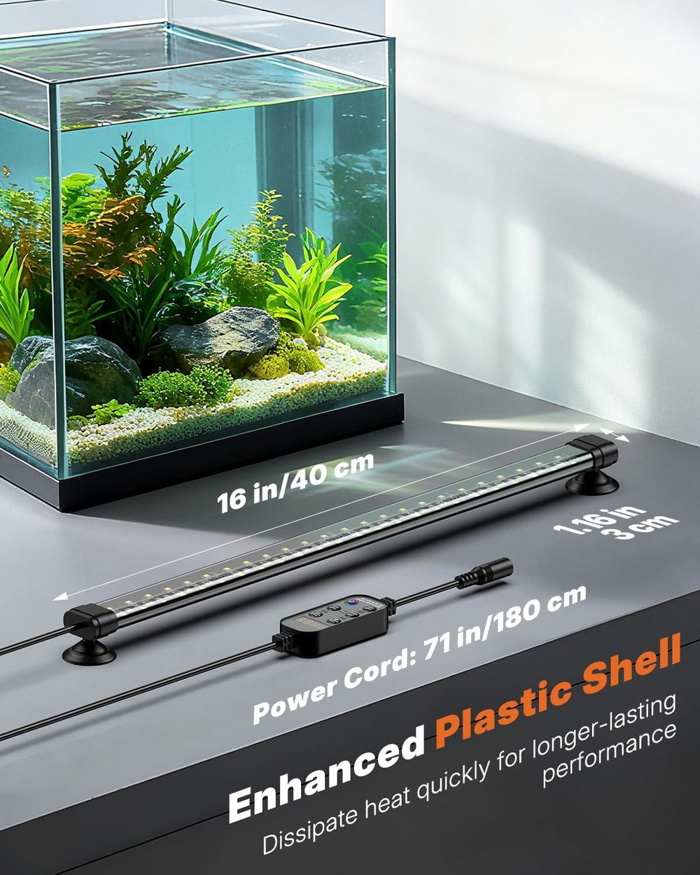 Pawfly 16-inch tank lighting for compact, vivid underwater scenes