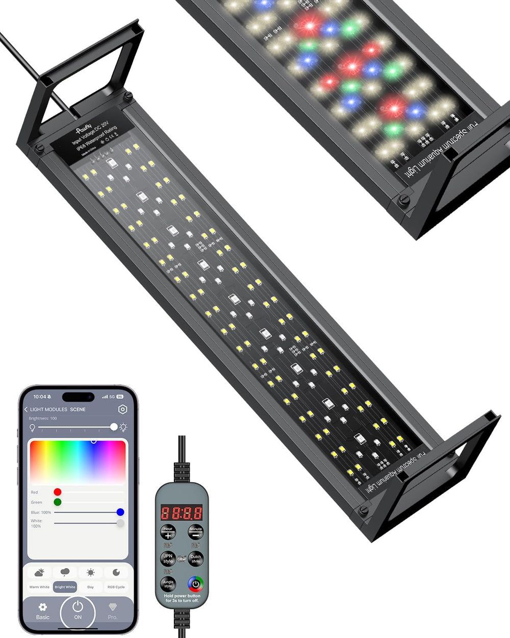 Pawfly full-spectrum 20W aquarium light illuminates plants and true colors