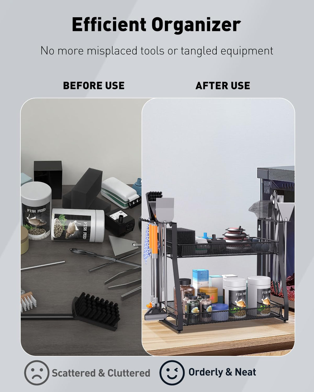Pawfly Aquarium Tool Organizer sturdy steel frame for durable use
