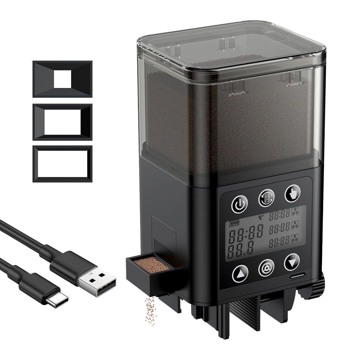 Pawfly auto-feeder timer dispensing on schedule for reliable fish care.