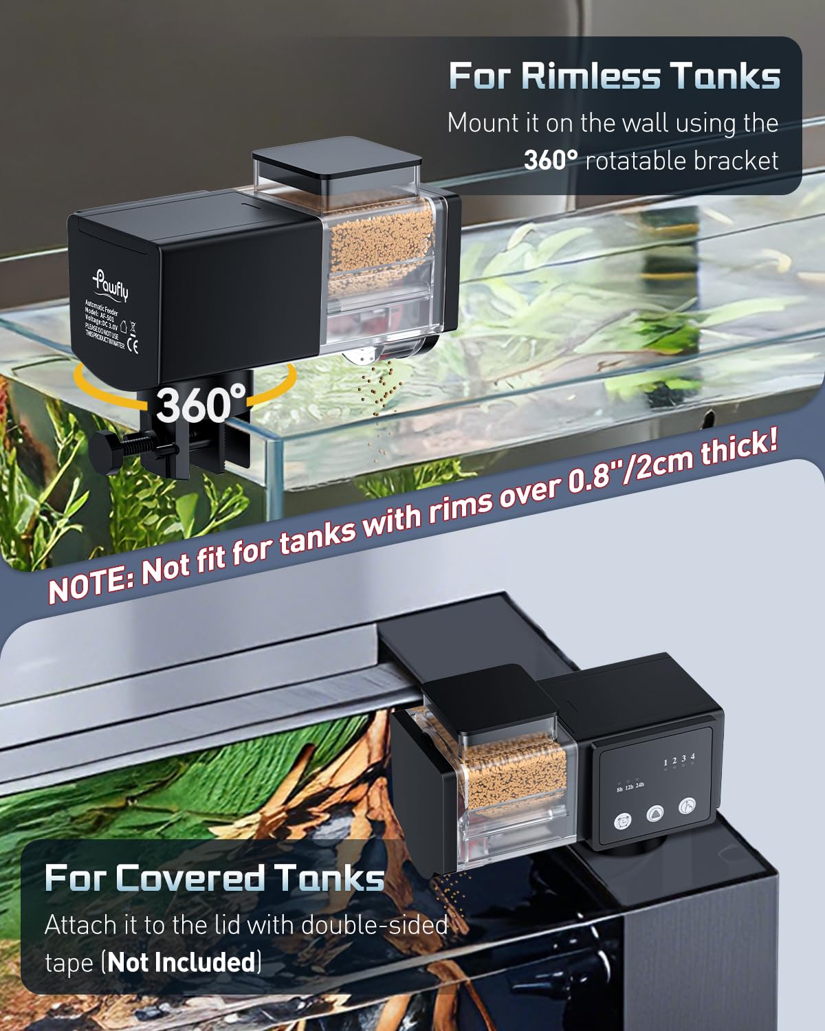 Pawfly translucent container lets quick food level checks.