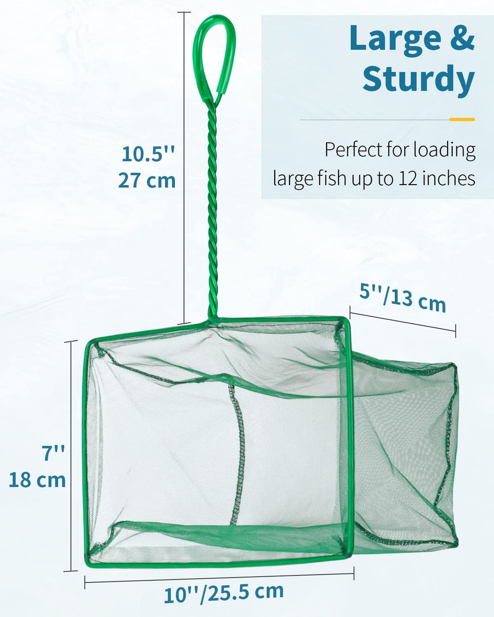 Pawfly braided metal handle net designed for durability and reach in deep tanks.