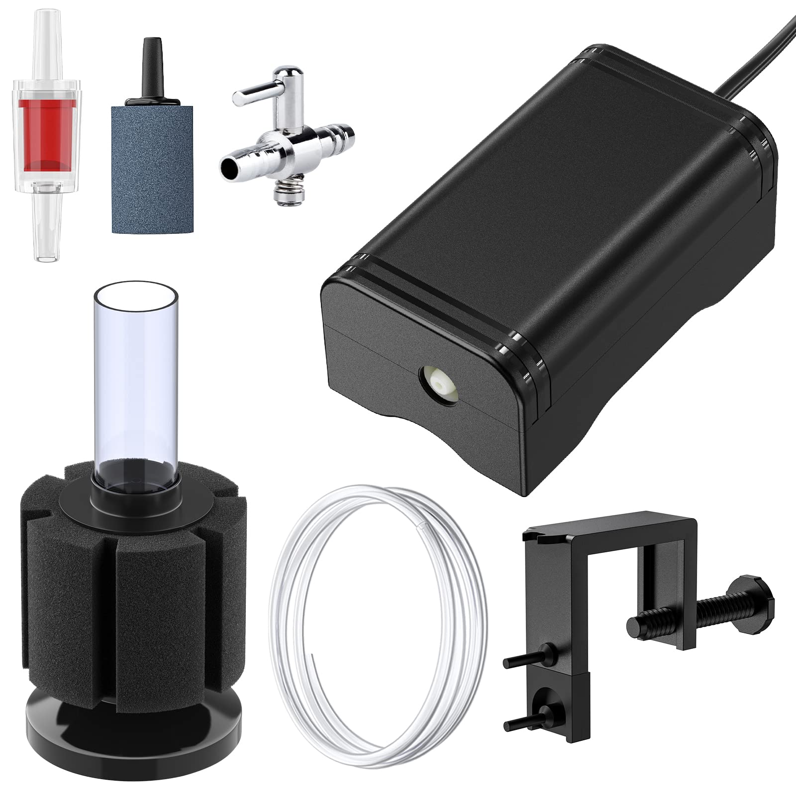 Pawfly Mini Aquarium Air Pump front view showing compact, quiet aeration.