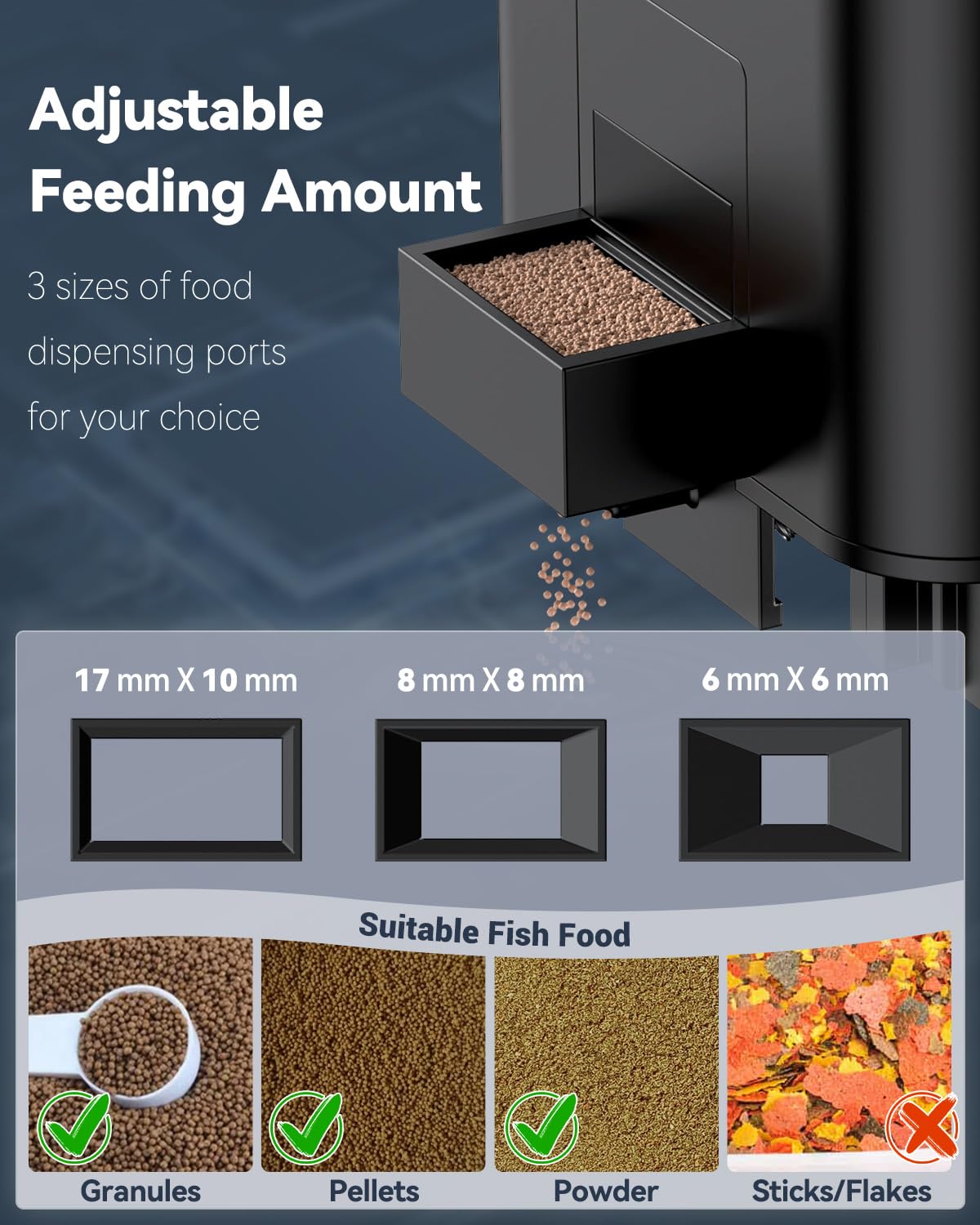 Pawfly moisture-proof dispensing port keeps food dry and fresh.