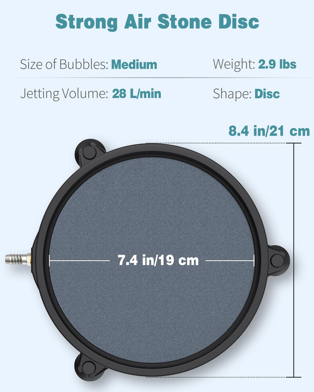 Pawfly pond or aquarium bubble diffuser disk creates steady circulating bubbles.