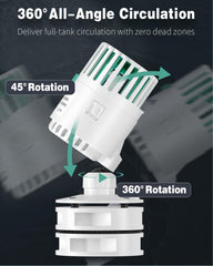 Pawfly quiet motor operates under 35 dB for a peaceful tank.