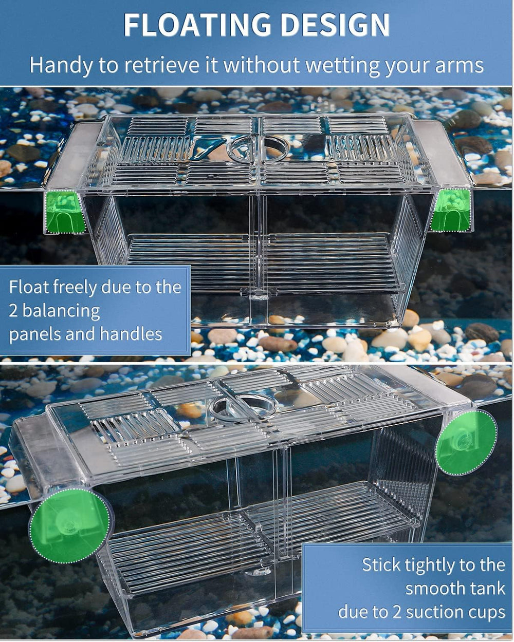 Pawfly suction cups secure the box inside the tank.