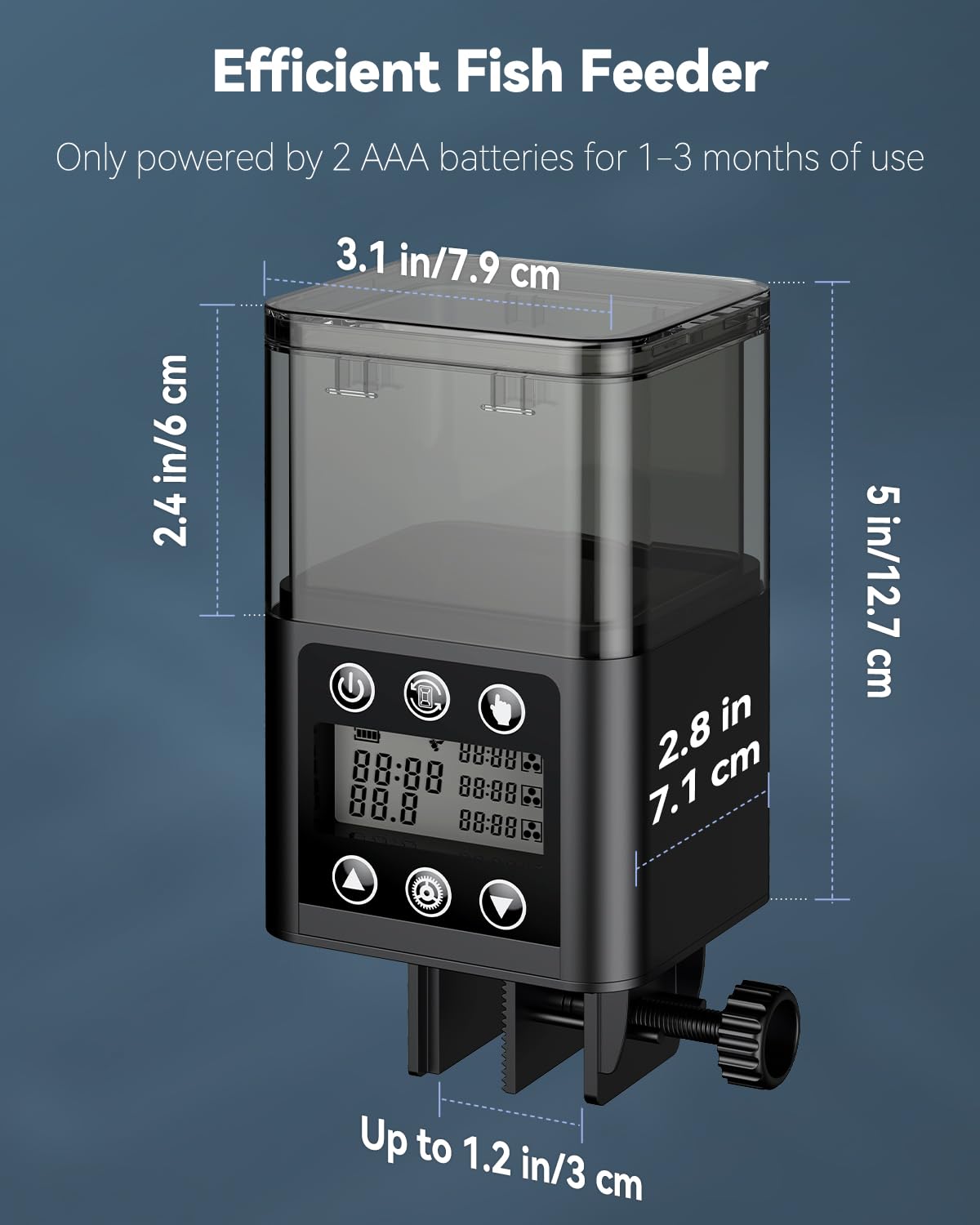 Pawfly two installation methods: clamp on wall or lid base.