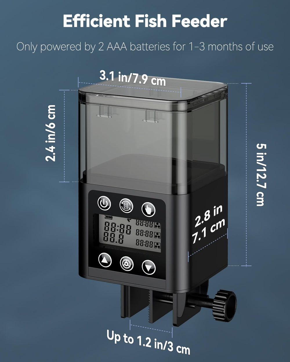 Pawfly two installation methods: clamp on wall or lid base.