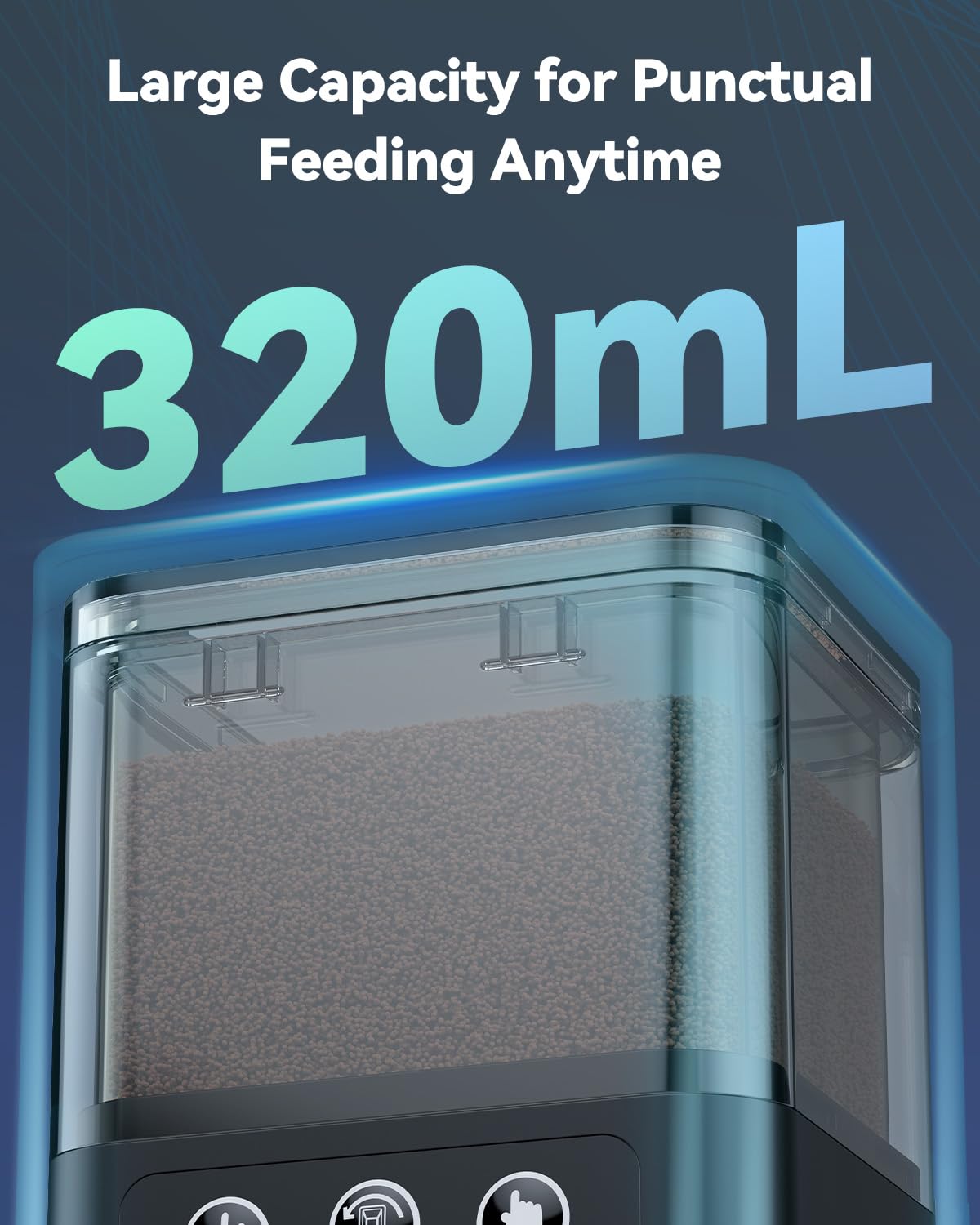 Pawfly USB rechargeable battery life indicator for unattended feeding.
