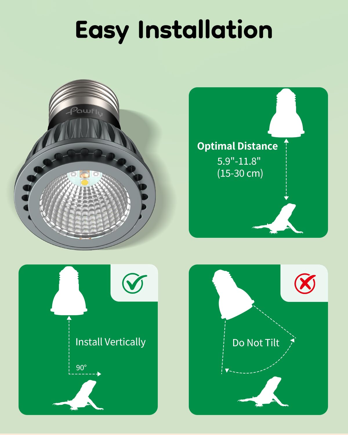Pawfly UVB light is energy-efficient and long-lasting for daily use.