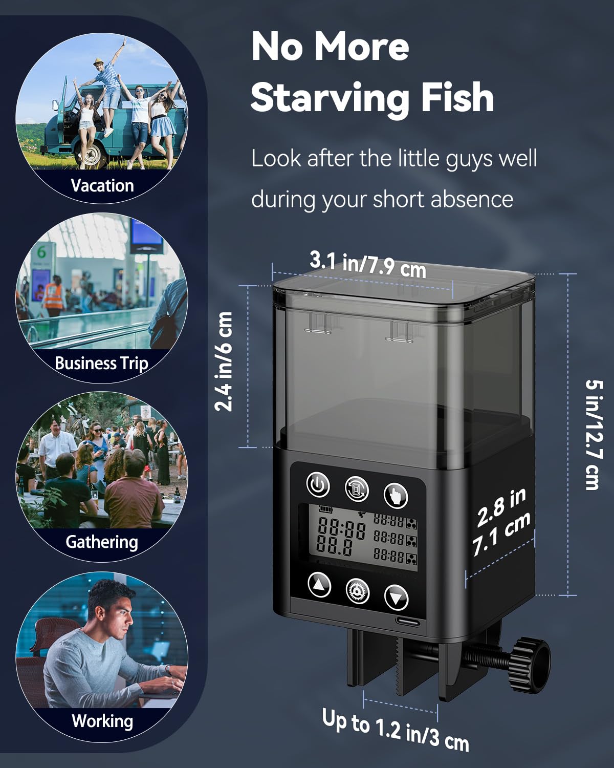 Pawfly vacation feeder in aquarium ensures scheduled feeding during travel.