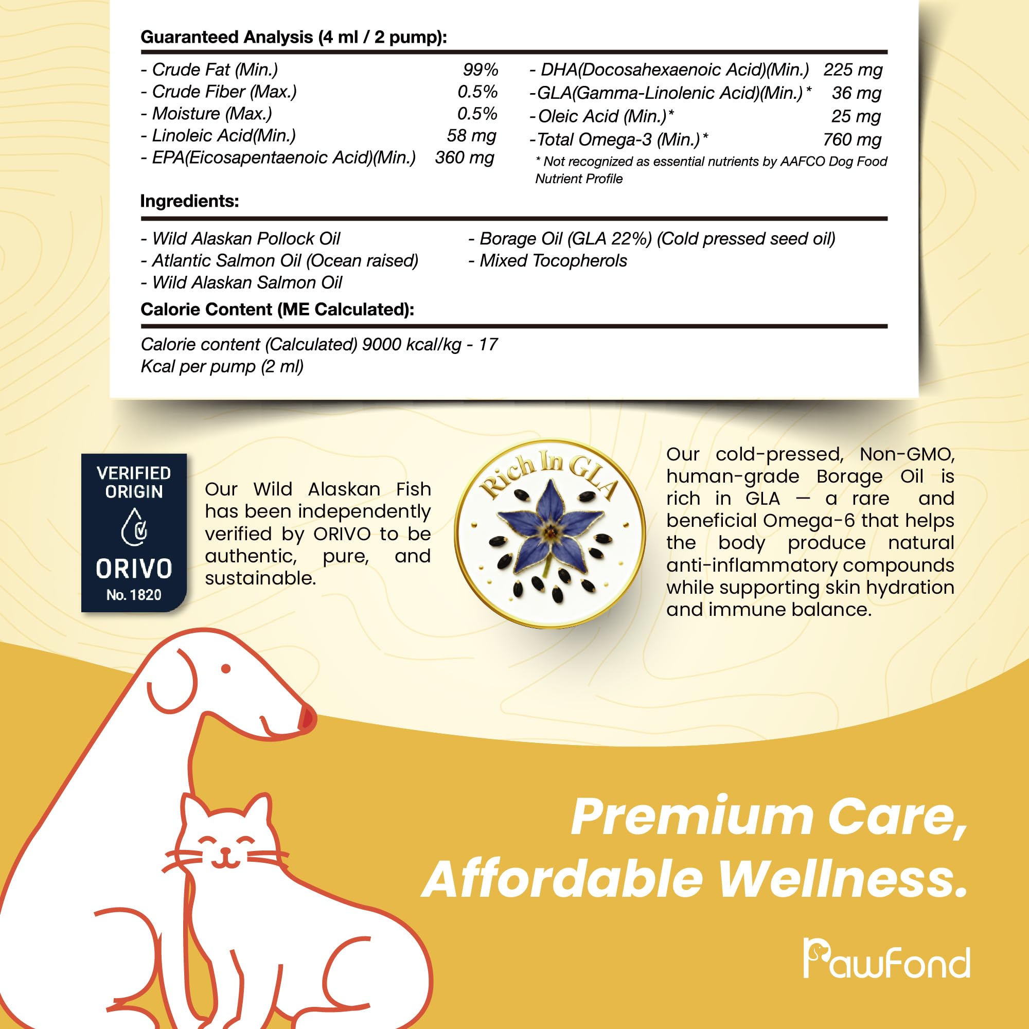 PAWFOND coat shine and skin comfort with omega-3 blend