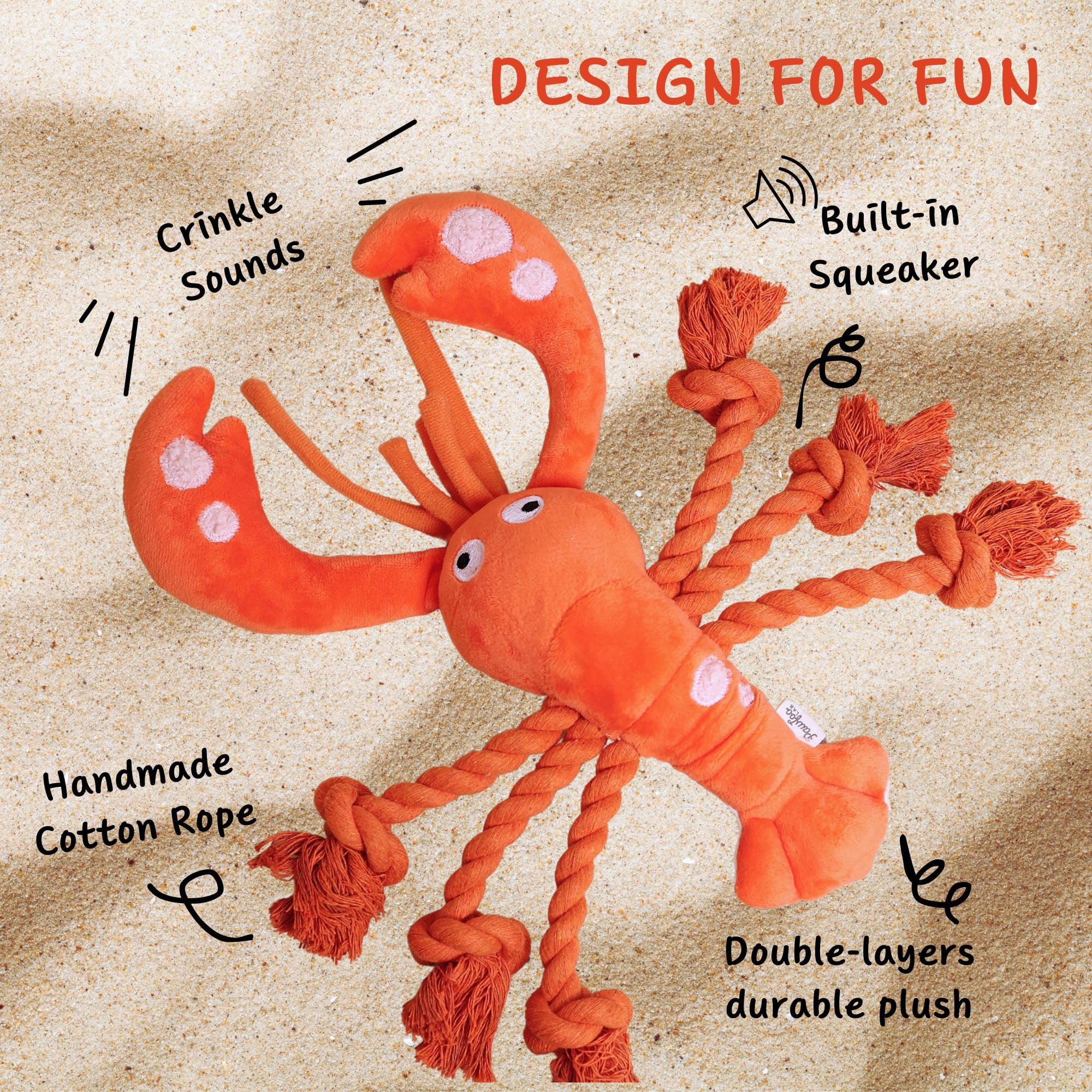Pawfoo Lab lobster toy claws crinkle for sensory enrichment