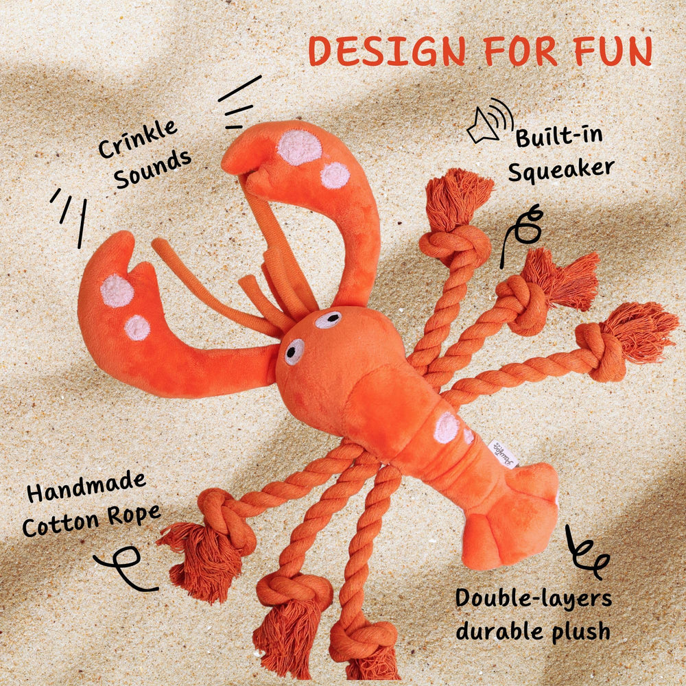 Pawfoo Lab lobster toy claws crinkle for sensory enrichment