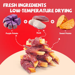 PawFuel duck-meat detail highlights lean protein for easy digestion.