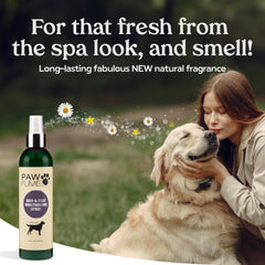 Pawfume chamomile oats formula illustrates soothing scent and gentle coat hydration.