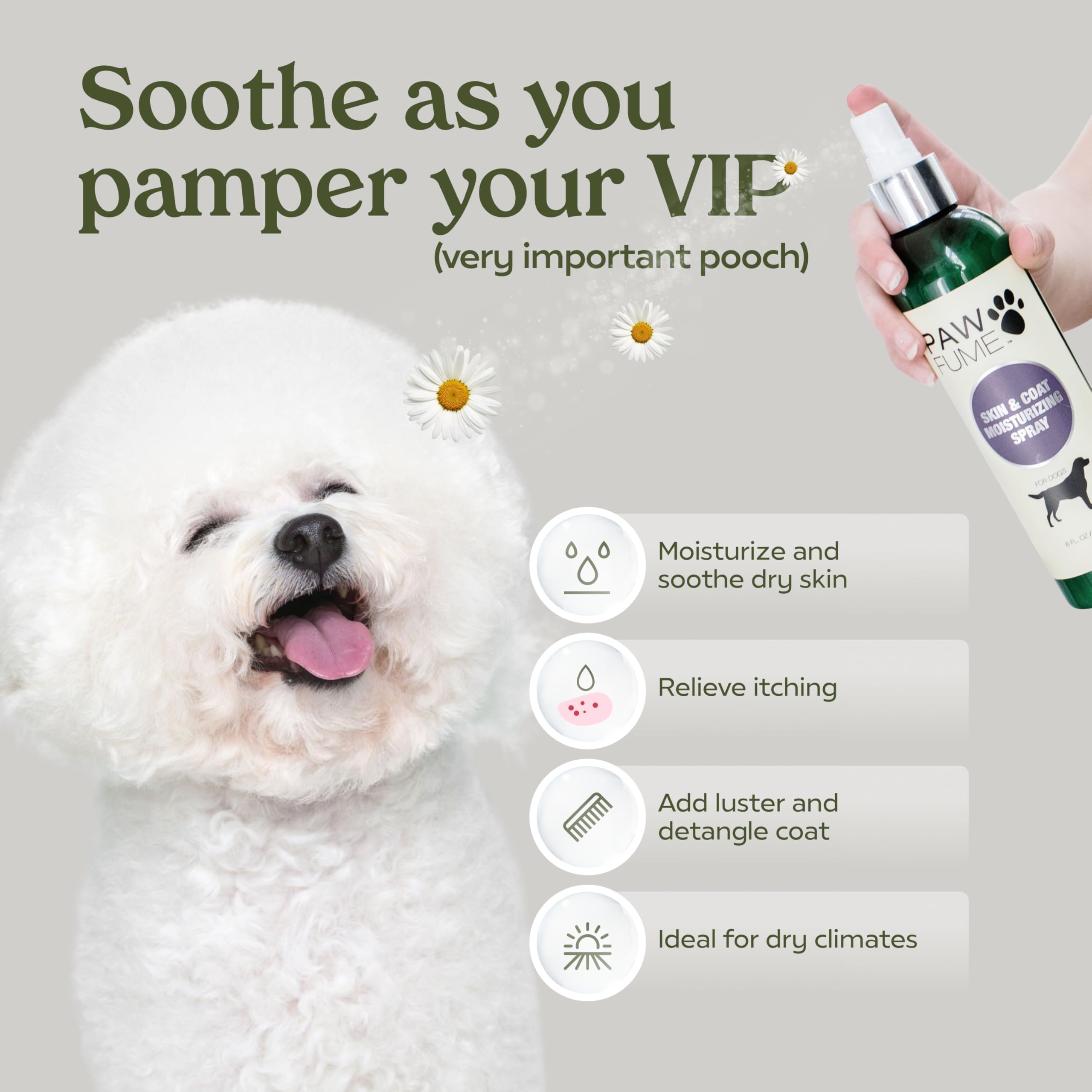 Pawfume detangler spray mist for dogs delivers quick knot relief and a smooth coat.