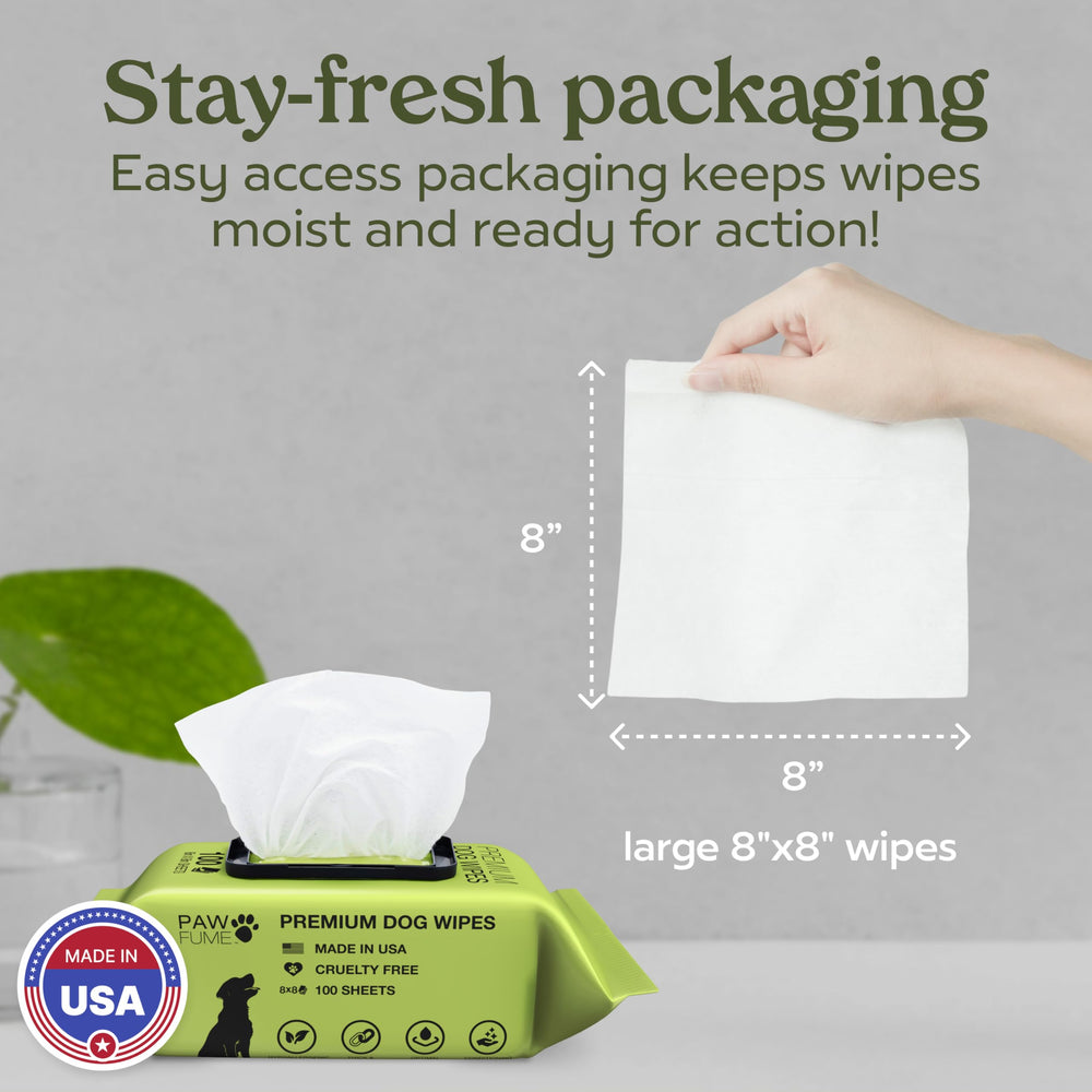 Paw Fume lint-free cleans without leaving fibers behind after grooming