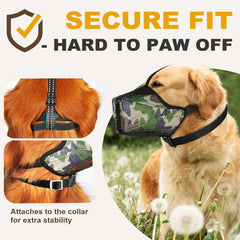 Pawfun muzzle shows reflective straps for safer nighttime visibility.
