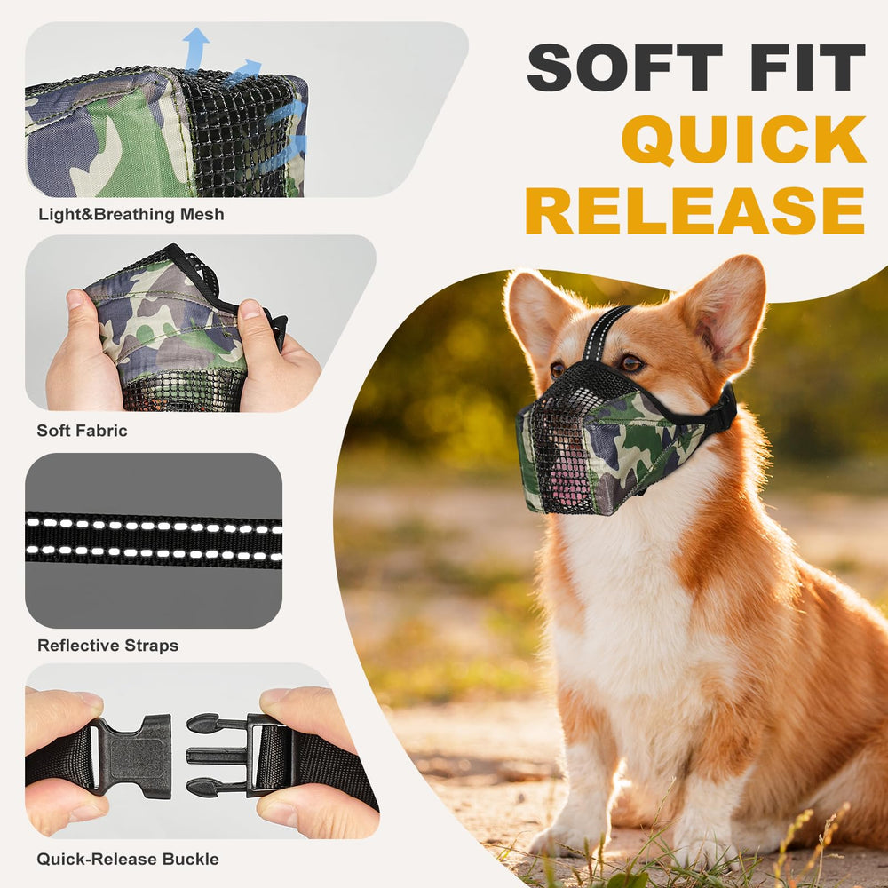 Pawfun muzzle accommodates small, medium and large breeds with adjustable fit.