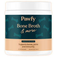 Pawfy Bone Broth tops kibble for tastier meals and better digestion.