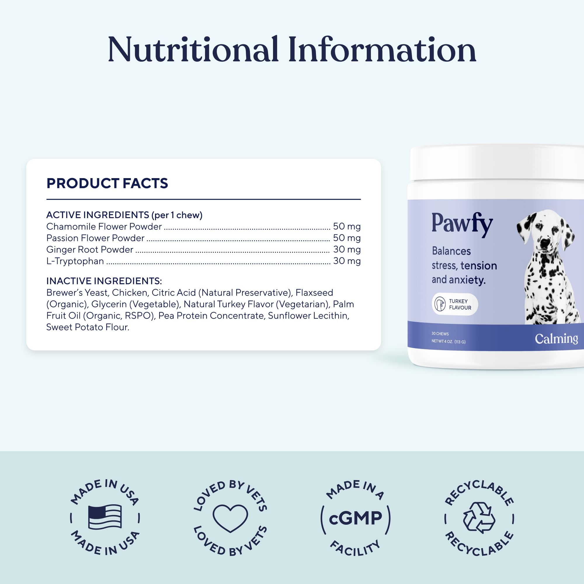 Pawfy Calming Chews serving-dish: easy daily routine for stressed moments.