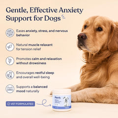 Pawfy Calming Chews treat-closeup: natural ingredients promote relaxation.