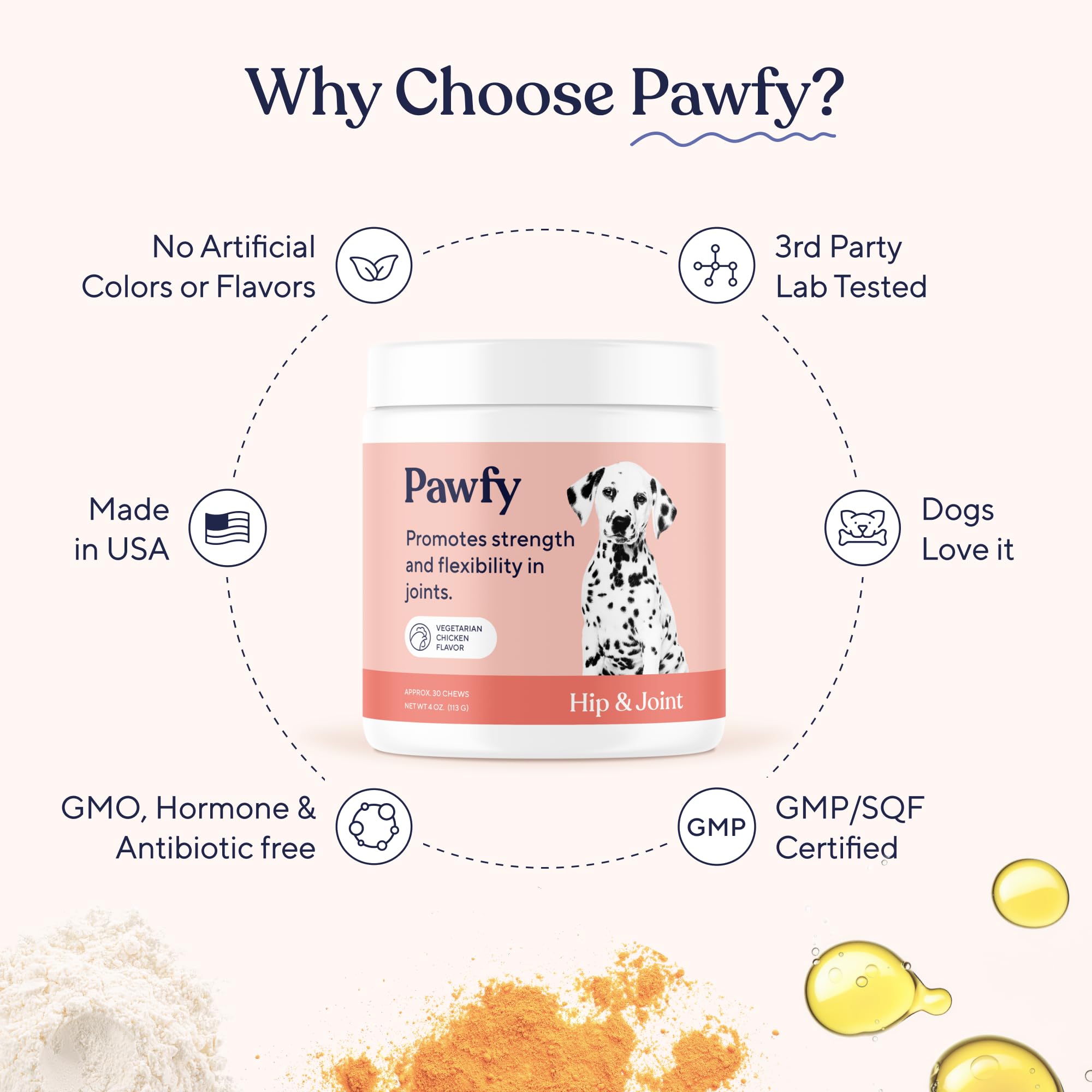 Pawfy senior dog joint care chews designed for aging pets' mobility.
