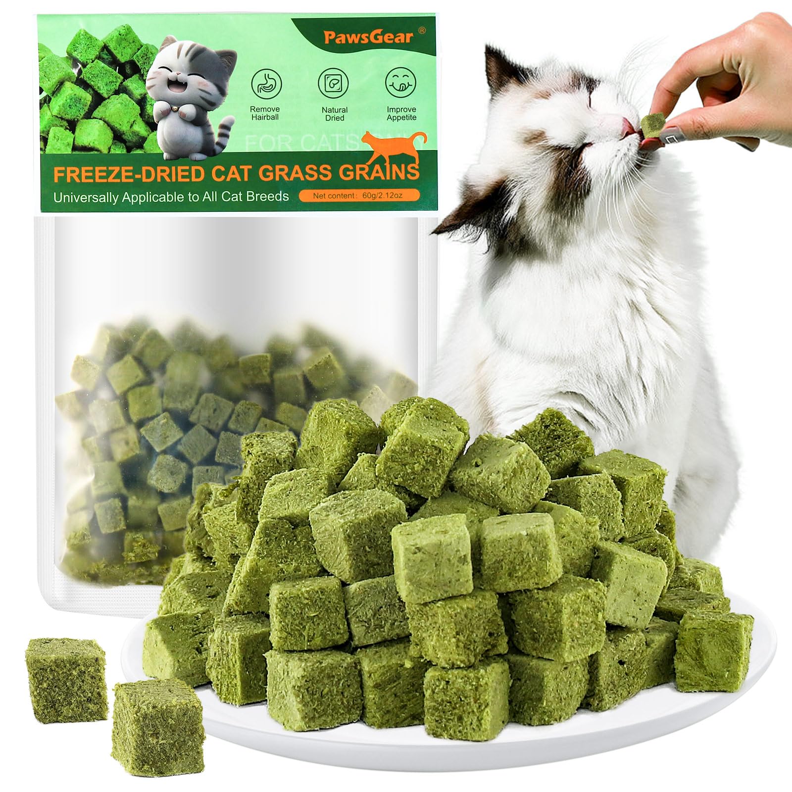 PawsGear cat grass teething toy 60g invites play and helps hairball management.