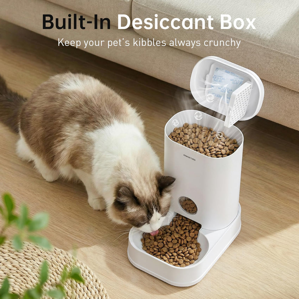 PAWGETHER Gravity Feeder transparent window helps monitor remaining kibble.