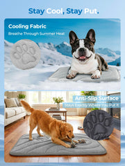 Pawhoo Dog Cooling Mat side view highlights thick supportive padding for joints.