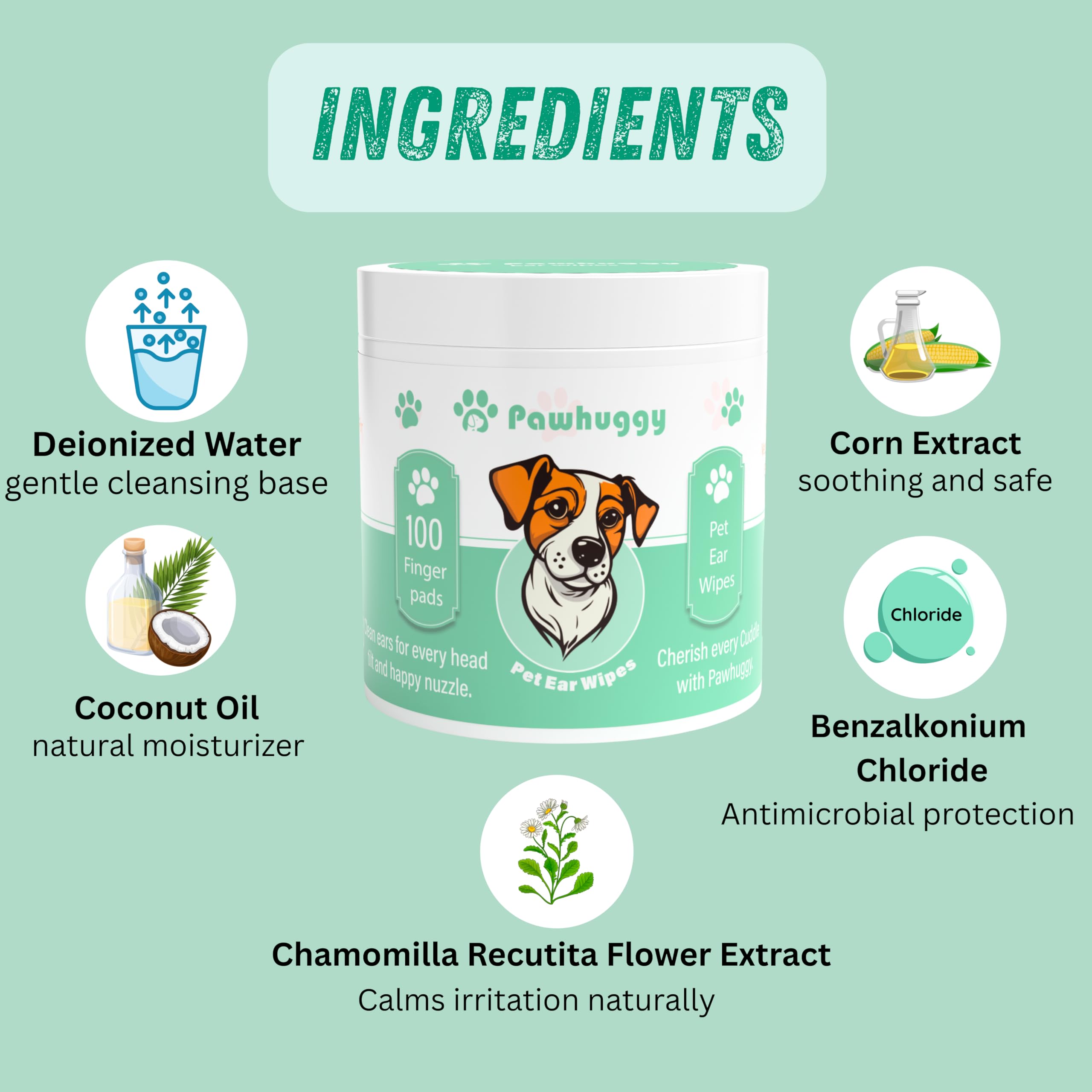 Pawhuggy dog ear wipes kit in use during home grooming.