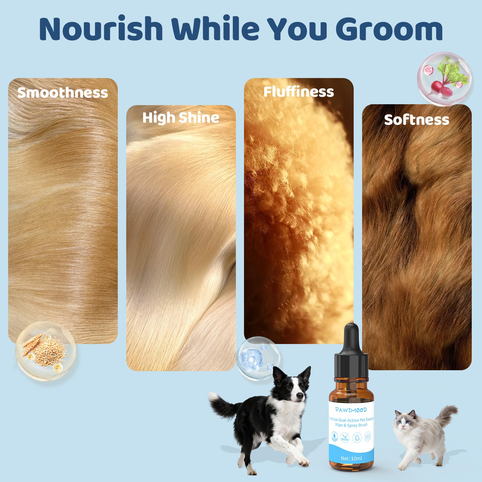 Pawimood pomegranate-scent lingers for days, keeping pets smelling fresh.