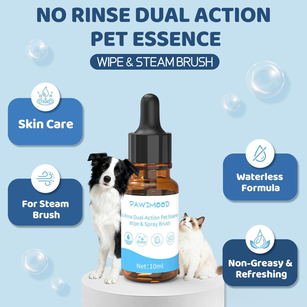 Pawimood steam-brush-application captures deep-conditioning mist on coat.