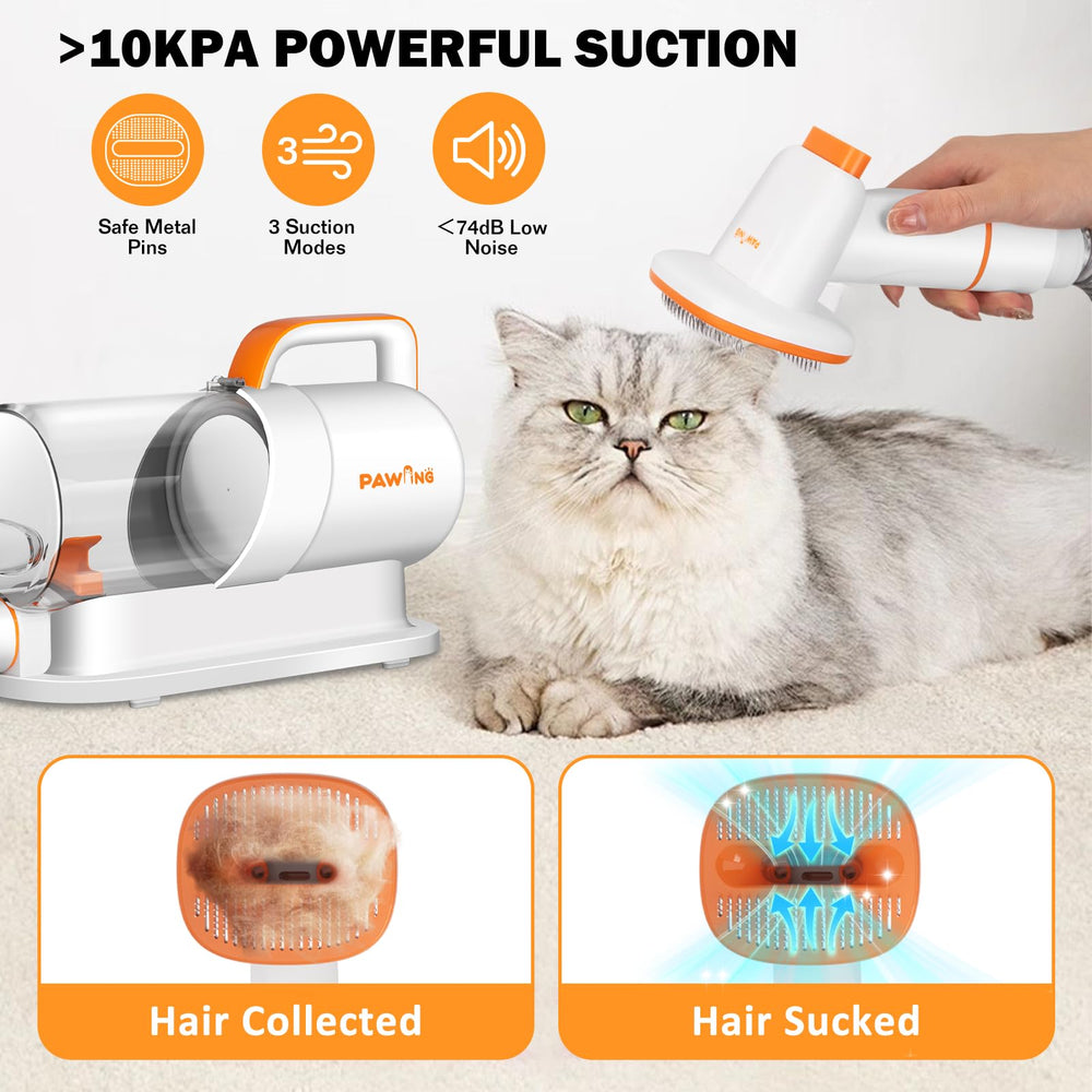 PAWING 4-in-1 pet grooming kit with vacuum, clippers, brush, and cleaning tool