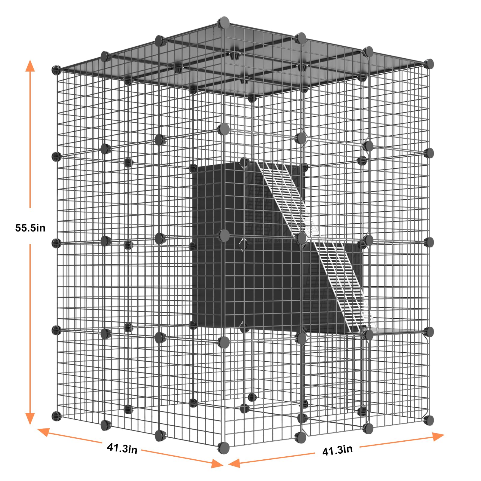 PAWING cat cage dimensions 41x41x55 inches suitable for 1-3 cats.