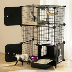 PAWING cat enclosure 3-tier design offers elevated play space for indoor cats.