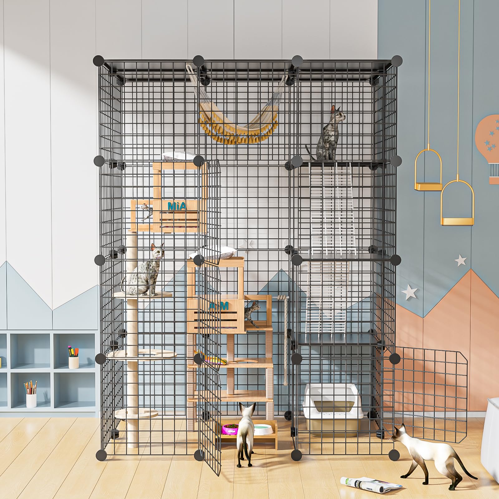PAWING Cat Large Enclosure detachable modular setup for flexible spaces.