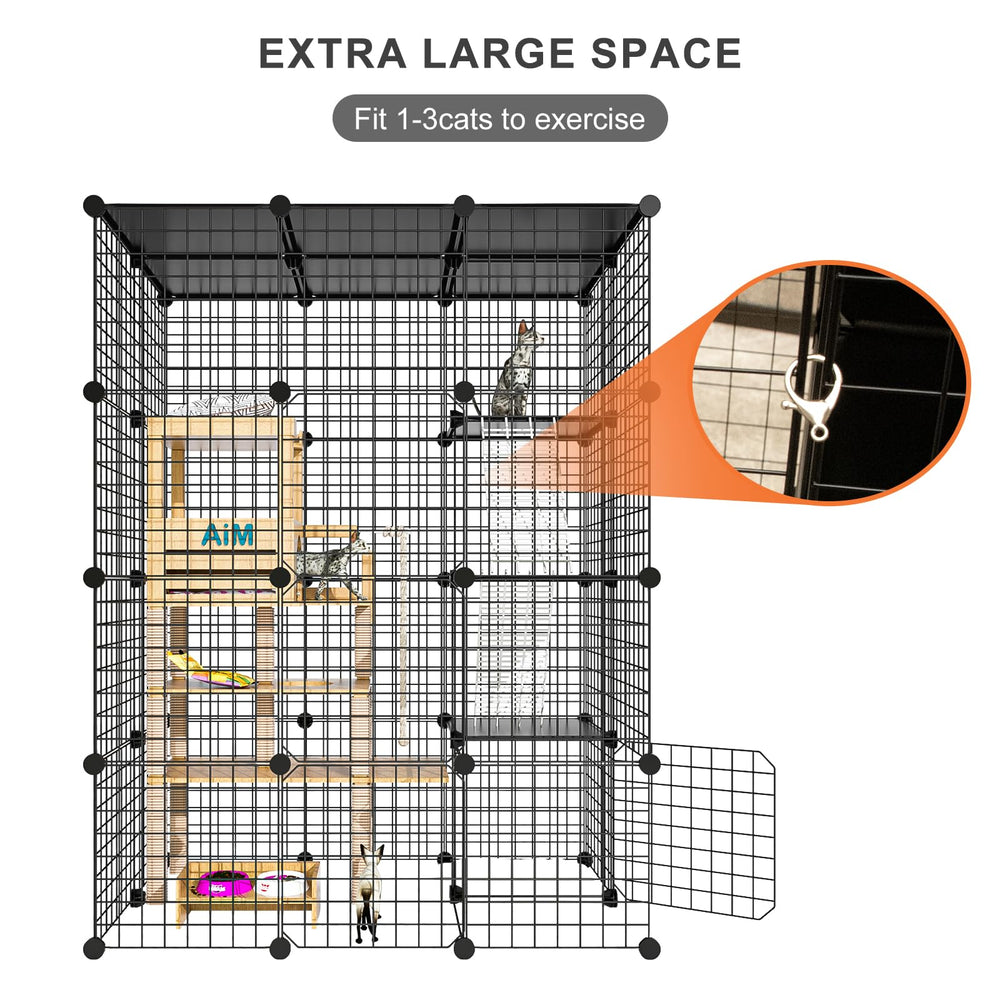 PAWING Cat Large Enclosure showing its four-door design.